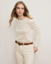 NEW Veronica Beard Nelia Ivory Cashmere Pullover Sweater Crest Snaps XS NWT 448