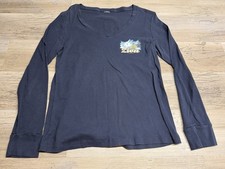 Harley Davidson Motorcycle T-Shirt Womens XL Zion Utah Long Sleeve V-Neck Blue