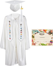 Kindergarten Graduation Cap Gown Stole Package with 2025 Tassel Certificate W...