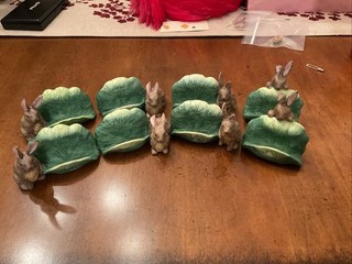 1982 FITZ and FLOYD Rabbit Bunny Place Card Holders Lot 8 Taiwan