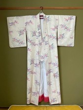 Pure Silk Kimono Small Pattern Traditional Robe Used
