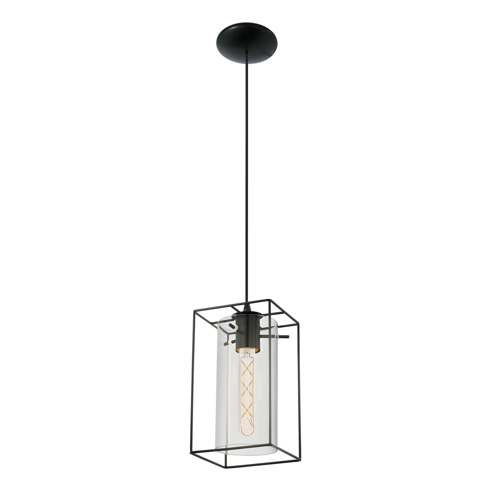 Suspension Loncino lampe suspendue vintage 1 flamme lustre métal noir