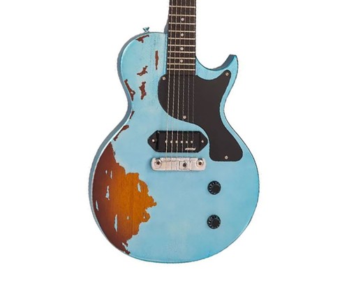 Vintage Icon Series V12 Distressed Single P90 - Blue over Sunburst - Open Box