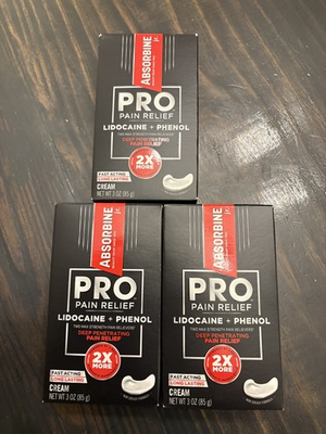 #ad #ad 3 New Absorbine Jr Pro Pain Relief Lido Phenol Cream 3oz Each Box Exp 07 26 $39.99
