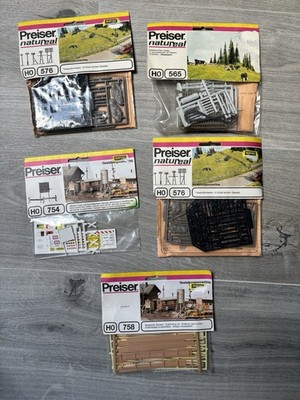 Preiser HO Telegrafenmasten Absperrschilder Gerüst 5er Set Bausätze