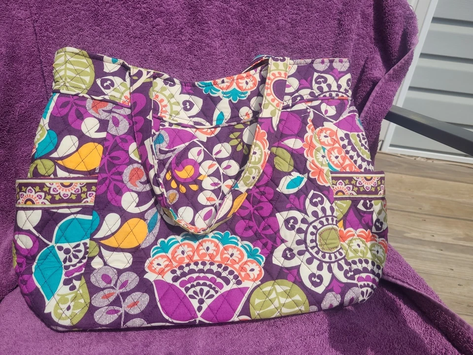 Vera Bradley NWOT Plum Crazy Pleated Tote - Image 4 of 4