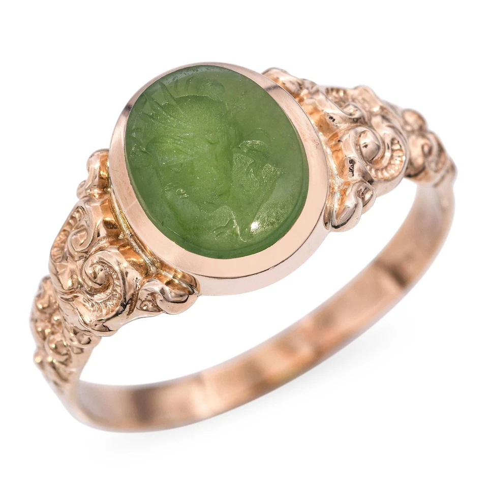 Antique 14k Yellow Gold Chalcedony Roman Intaglio Ring - Image 2 of 4