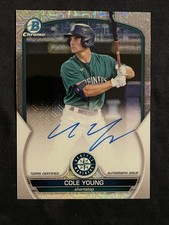 2023 Bowman Chrome Cole Young #BMACY Mega Box Mojo Refractor Auto Mariners