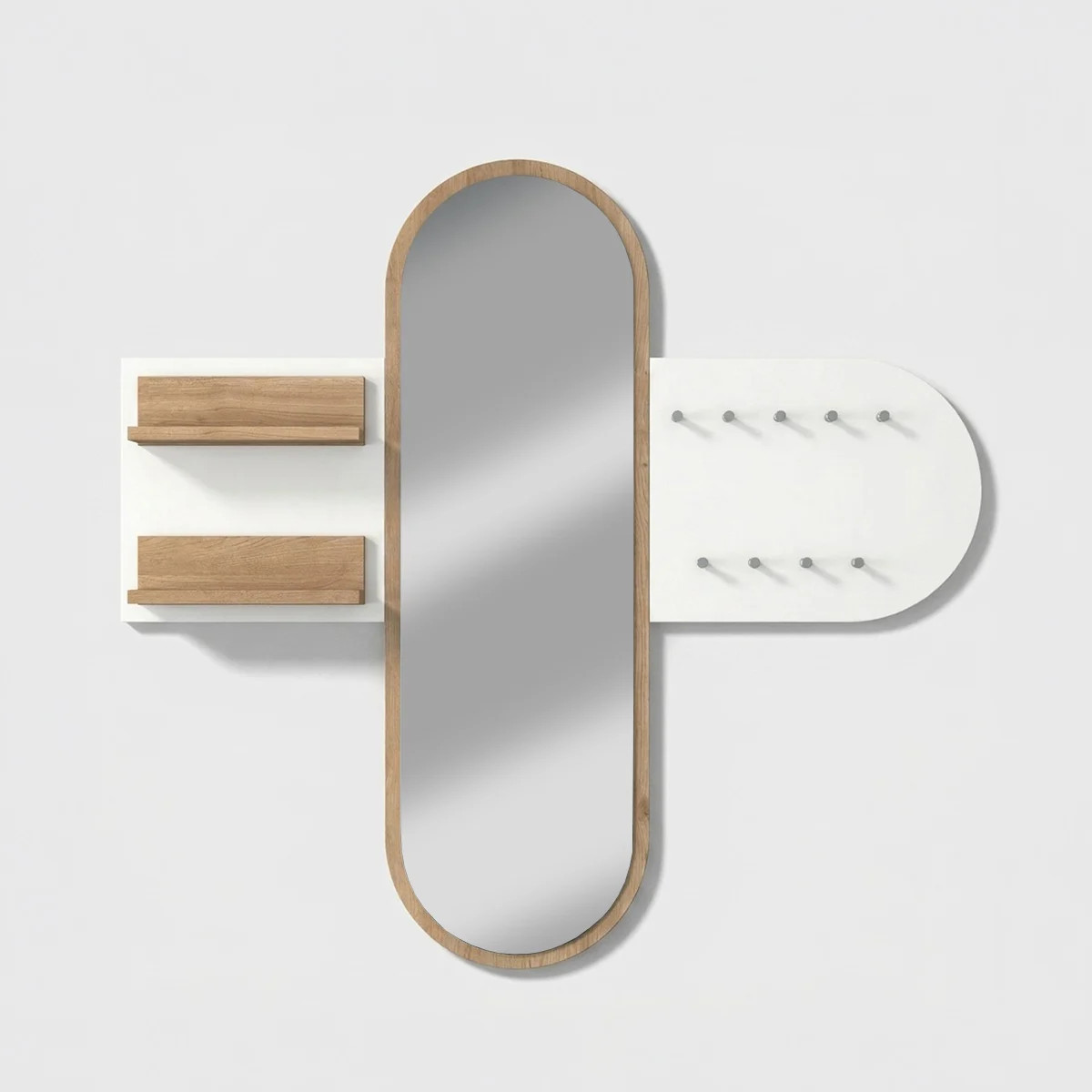 Porte-manteau mural Udran pour optimiser une petite entrée étroite avec miroir