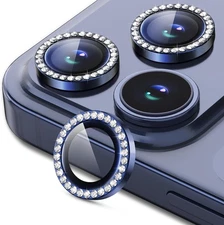Blue  For iPhone 17/17 Air/17 Pro/17 Pro Max Camera Lens Protector Bling Diamond
