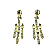 Chaumet Paris 18K Yellow Gold and Diamond Dangle Clip On Earrings #21965