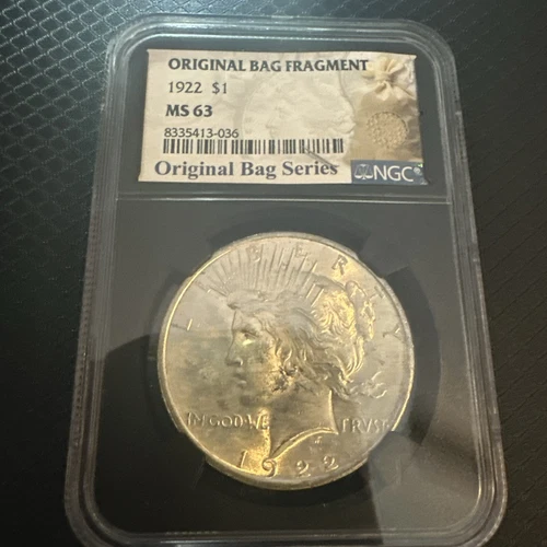 1922 Peace Dollar MS 63 NGC Silver Original Bag Fragment