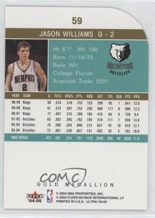 2004-05 Fleer Ultra Gold Medallion Jason Williams #59 - Image 2 of 2