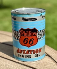 Vintage NOS Phillips 66 Aviation Motor Oil Can Quart Full