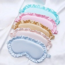 Silk Ruffle Sleep Eye Mask Soft Sleeping Eye Covers Multicolor Night Dream Black