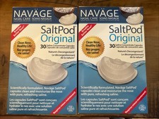 2 Navage NASAL CARE Saline Concentrate Capsules 30 Count Pack Exp 8/27