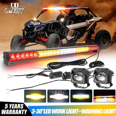 30'' LED Chase Light Bar +2x 3'' Cube Lights Combo Kit For UTV ATV Can-Am Maverick