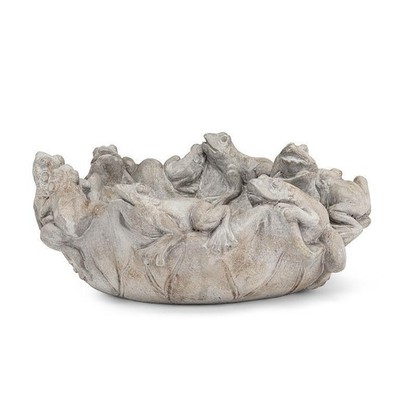 Shallow Garden Bowl With Frogs Garden Sculpture