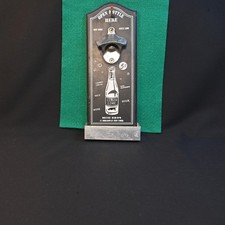 Bottle Opener Vintage Wall Mount Wood Black White Metal Cap Catcher Deluxe BBQ