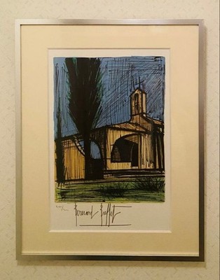 Bernard Buffet Chapel Of Saint Etienne Lithograph COA Numbered Framed Art