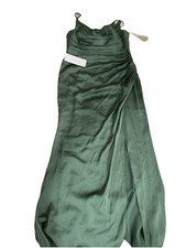 Azazie Claudelle Matcha Mermaid Strapless Stretch Satin Dress Green Size 12