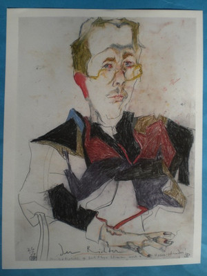 HORST JANSSEN, Porträt ''Der Richter Erich Meyer'' 4 Farb Handoffset 1988 mit Hors