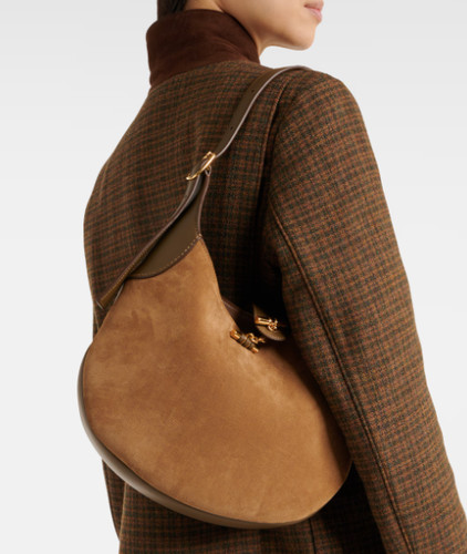 Loro Piana Bobbin Medium Pinstripe Suede Bag Brown - BNWT FAO7425