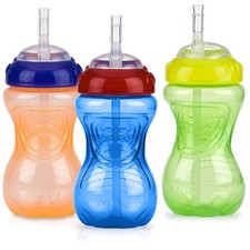 Colorful No-Spill Training Cups - 10 Oz Soft Straw Sippy Cups for Little Ones