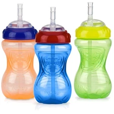 Colorful No-Spill Training Cups - 10 Oz Soft Straw Sippy Cups for Little Ones