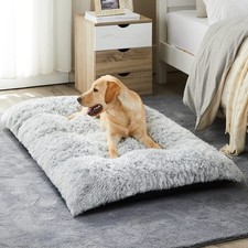 BFPETHOME Large Dog Bed Plush Crate Pad Fluffy Cozy Kennel Mat Anti-Slip Washabl