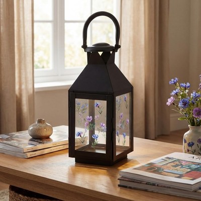 VIHOSE Decorative Candle Lantern 10 Inch Vintage Metal Lantern Decor with Flo...