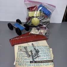 Vintage Gilbert Erector Building Set For Parts  Repair 1960s W Book Incomplete