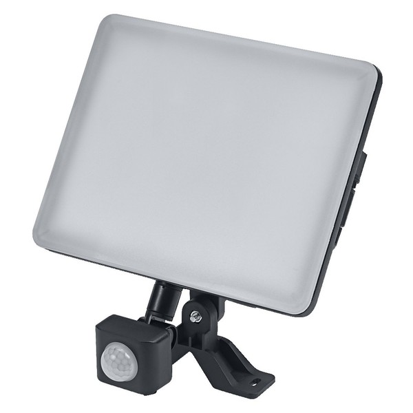 Led AußEnstrahler Alu Schwarz Osram 4000 K Sensor IP44 B:19,2 Cm Hof Spot Garten-image