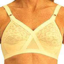 CLASSIC  PLAYTEX CROSS-YOUR-HEART LACY BEIGE NYLON SHEER LACE BRA 36DD NWT