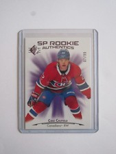 2021-22 SP Rookie Authentics Purple /99 Cole Caufield Rookie Card 21-22. rookie card picture