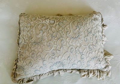 Bella Notte Boudoir Pillow in Seaglass-Silk and Lace