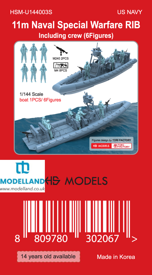 HS Model Naval Special Warfare RIB w/ Crew & M240/M4 1/144 1set HSM-U144003S