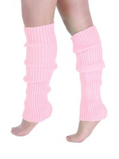 Women's 1 Pair Ribbed Knit Leg Warmers 80s Boot Long Socks Light Pink One Size