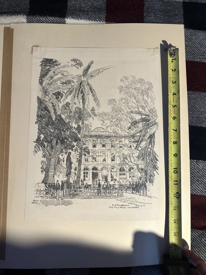 E H Suydam Pencil Art Old Pico House Los Angeles May 19, 1939  - Image 2 of 4