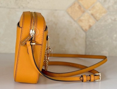 新品 MICHAEL KORS ケース ブラウン/イエロー Michael Kors Jet Set Large Saffiano Leather Crossbody Bag - Rose