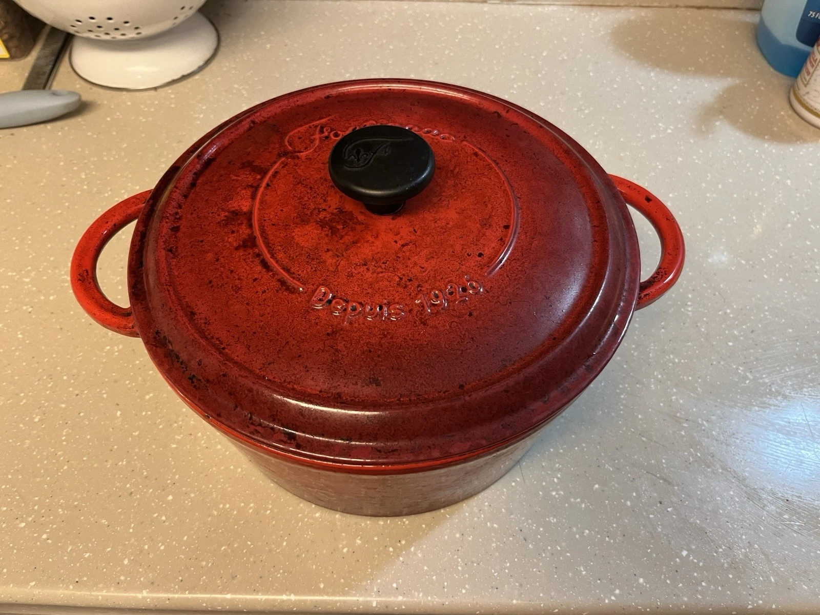 FONTIGNAC ENAMEL CAST IRON ROUND COCOTTE DUTCH OVEN 6.5 QUART #28 RED FRANCE
