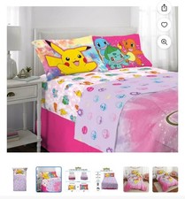 Disney Pokemon 4 Piece Full Size Sheet Set Microfiber - BRAND NEW