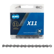 KMC X11 Chain – 11-Speed, 118 Links, Gray, Durable & Precise Shifting