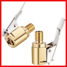 2-Pack Brass Tire Air Chuck, Locking Quick Connect Inflator Hose Adapter, No Lea