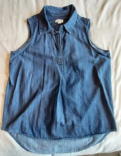 Women's Blue Jeans Denim Sleeveless Shirt Size MEDIUM