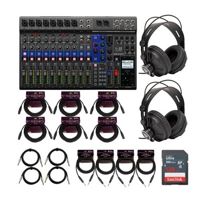 Zoom LiveTrak L 12 12 Channel Digital Mixer and Multitrack Recorder Bundle