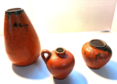Vintage 3 Piece Pottery Set, 1950's, Keramik Weber Koln, Germany Import