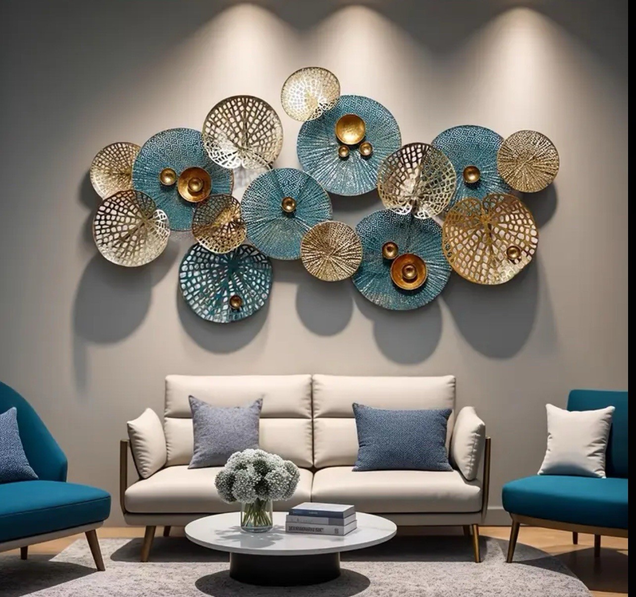 KEQAM Metal Wall Art for Living Room,Large Metal Wall Decor,Modern ...