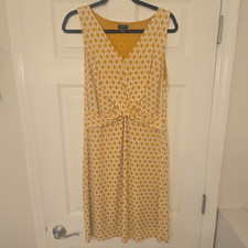 Ann Taylor Yellow & White Geometric Sheath Dress V-Neck Sleeveless Medium