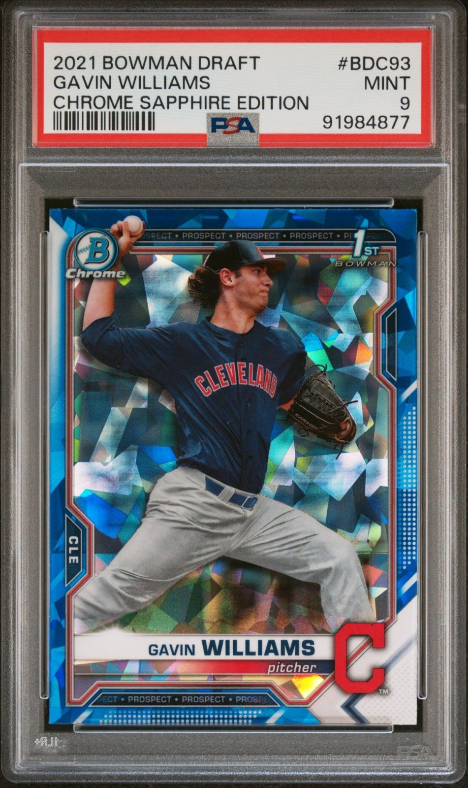 2021 Bowman Draft Sapphire Gavin Williams BDC93 1st Bowman Sapphire PSA 9 Mint